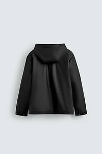 RUBBERIZED EFFECT PARKA WITH HOODIE