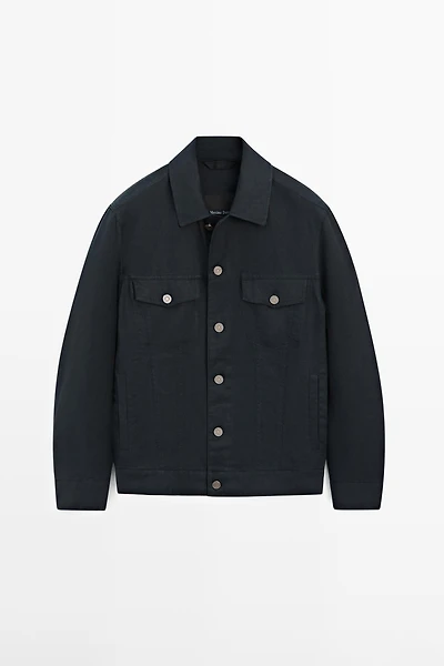 Veste 100 % lin avec détails poches