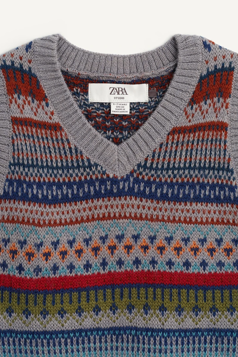 LIMITED EDITION WOOL BLEND GREEK KEY KNIT VEST