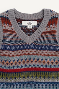 LIMITED EDITION WOOL BLEND GREEK KEY KNIT VEST