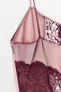 SATIN EFFECT LACE DRESS