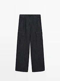 Linen blend cargo jeans