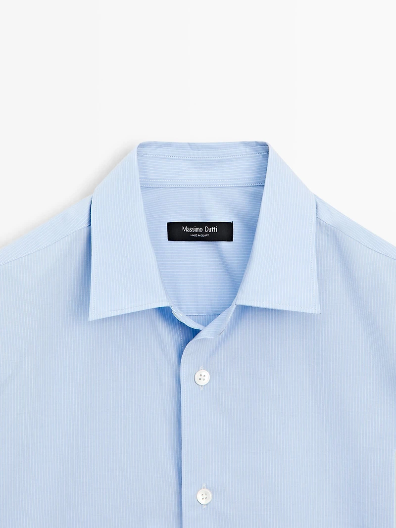 Regular fit striped poplin shirt