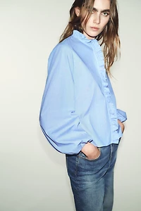 RUFFLED POPLIN BLOUSE