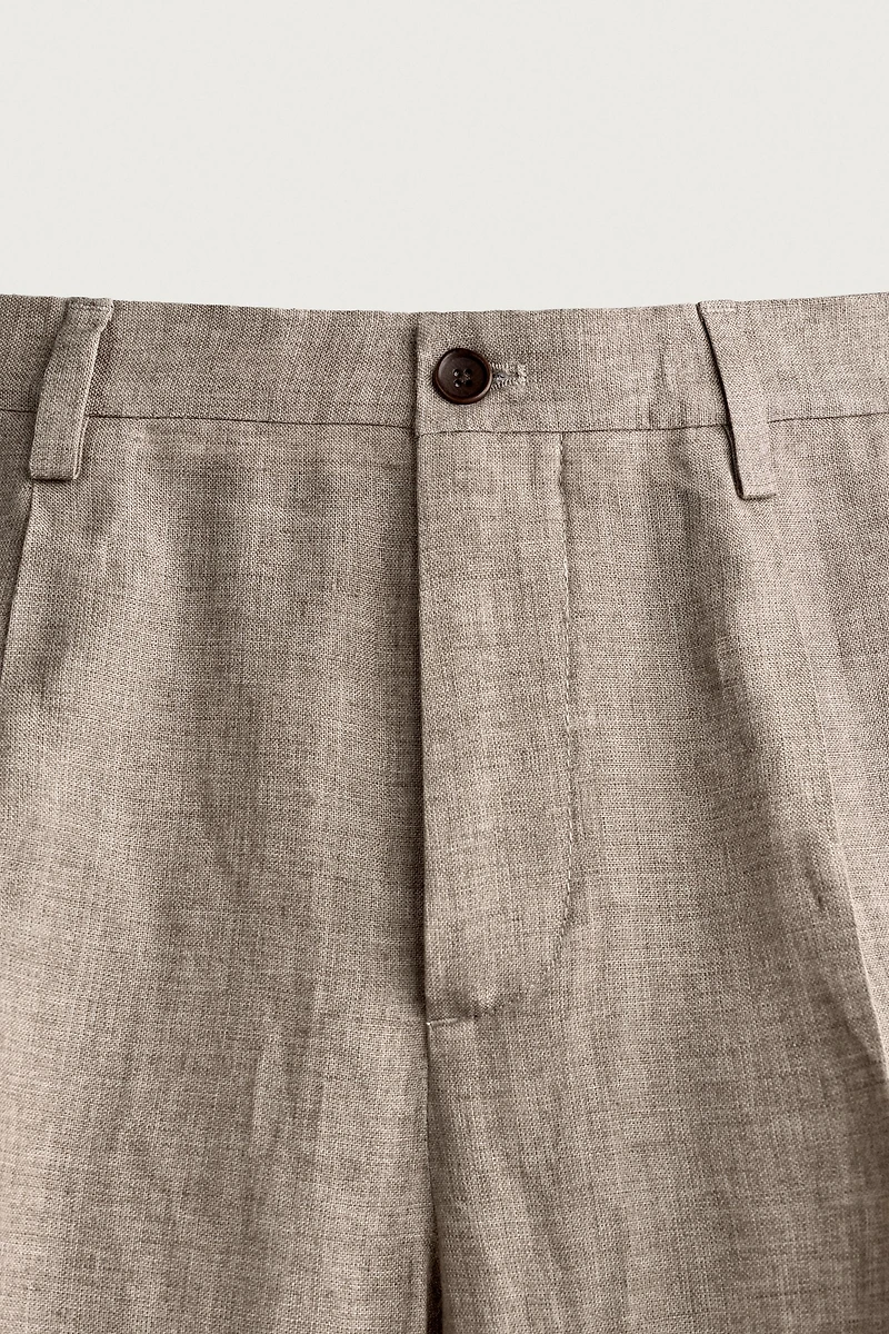 100% LINEN REGULAR FIT PANTS