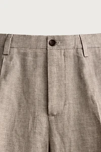 100% LINEN REGULAR FIT PANTS
