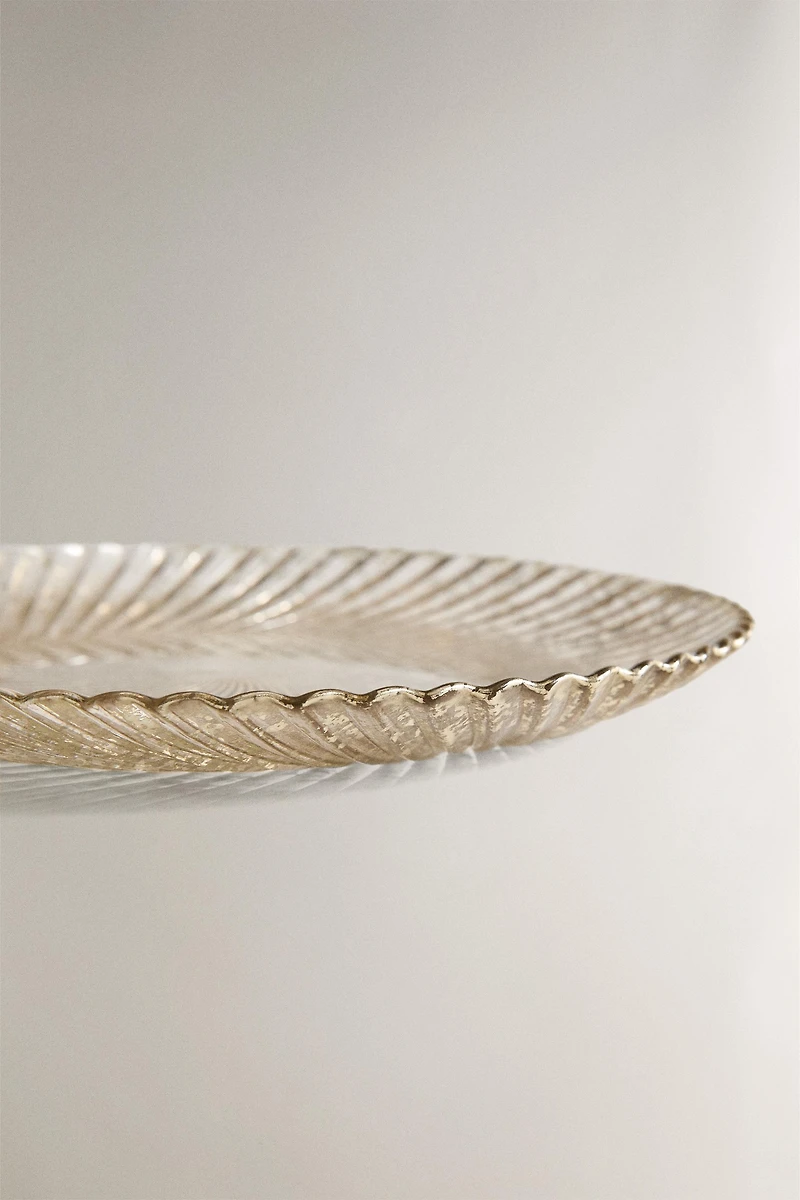 CHRISTMAS SHINY GLASS DESSERT PLATE