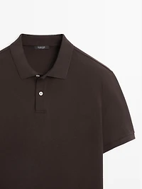 Micro textured cotton polo shirt