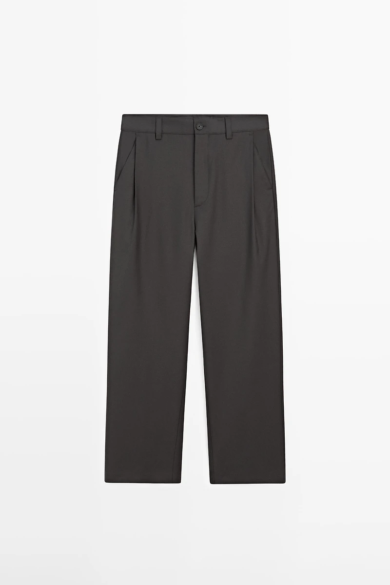 Relaxed fit wool blend trousers