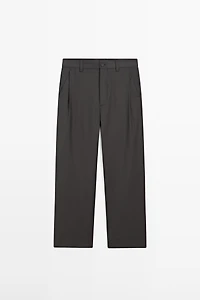Relaxed fit wool blend trousers