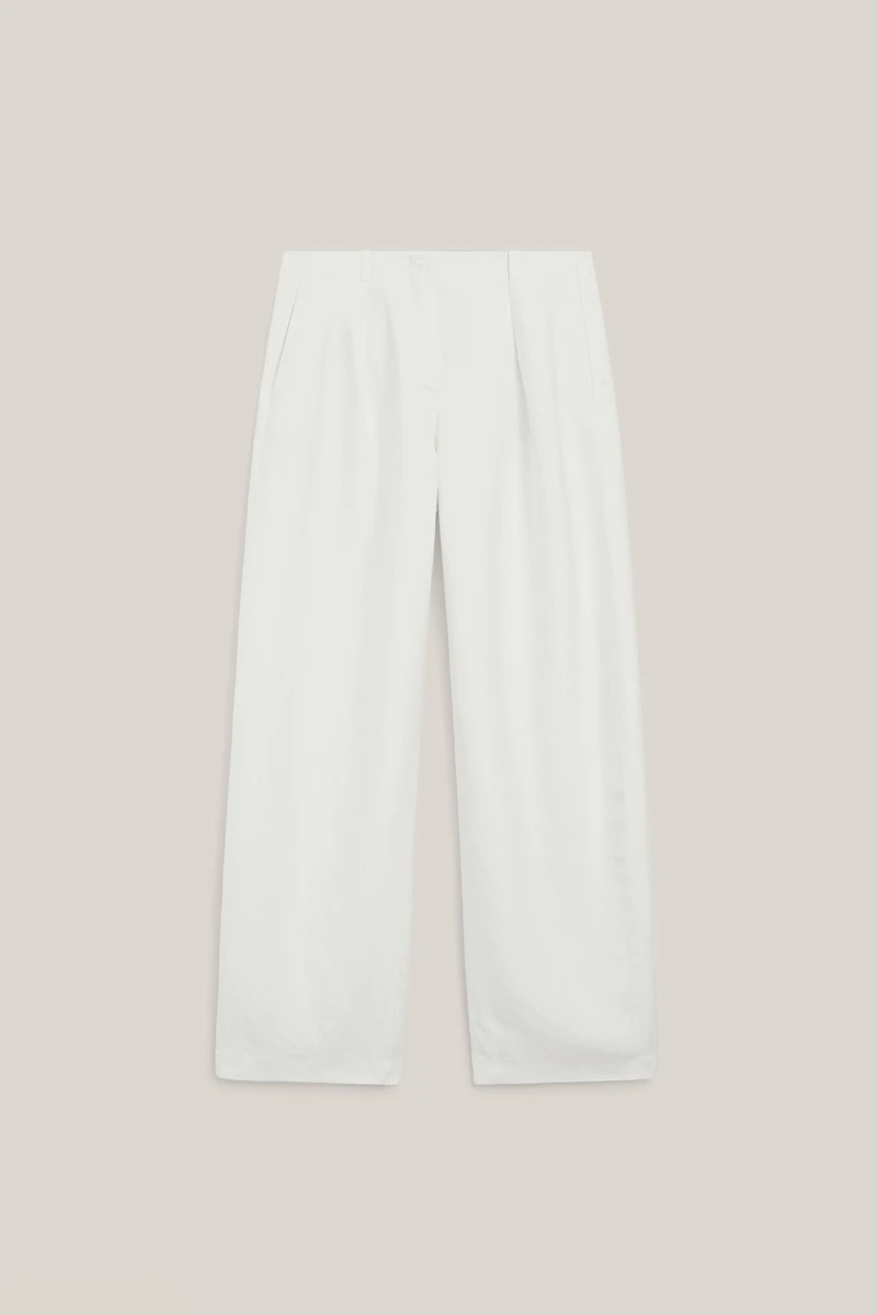 Flowing linen blend trousers with darts - LIMITED EDITION