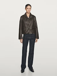 Veste à rabat en cuir nappa