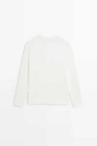 T-shirt col tunisien 100 % coton