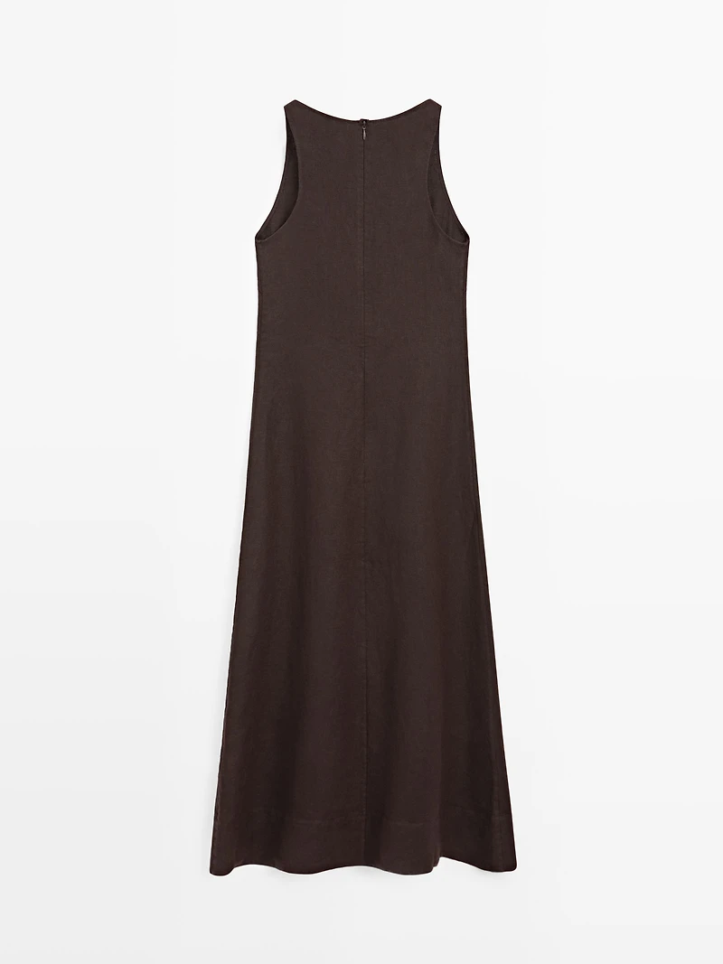 Linen halter midi dress