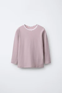 AGES 6-14 / TWO-PACK OF RIBBED LACE-TRIM T-SHIRTS