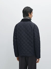 Veste matelassée col en velours côtelé