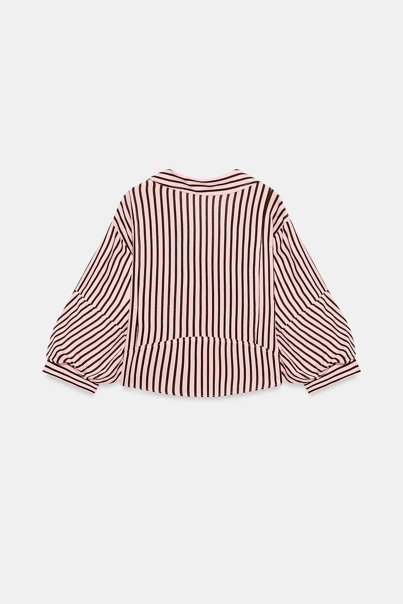 CHEMISE À RAYURES ET MANCHES BOUFFANTES