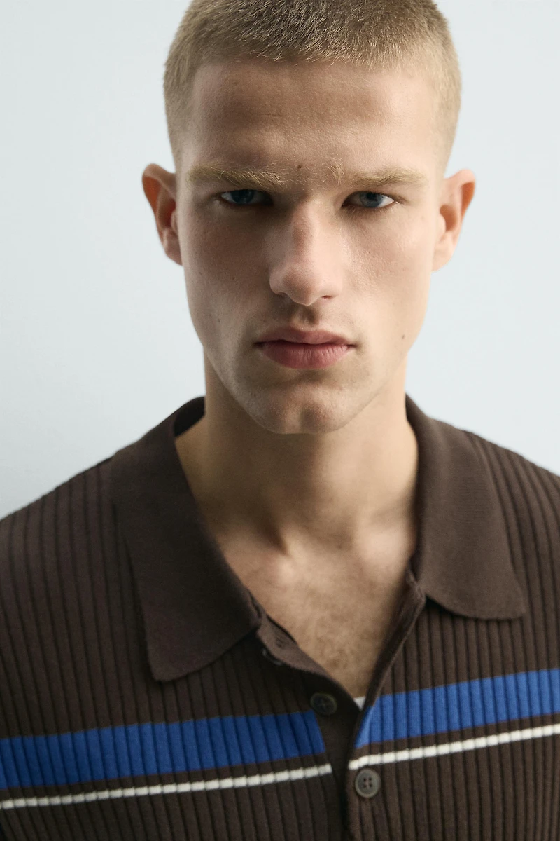 JACQUARD STRIPED KNIT POLO