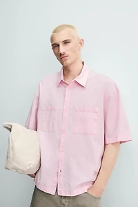 TEXT PRINT BOXY FIT SHIRT