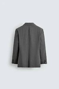 WOOL BLEND PINSTRIPE SUIT BLAZER