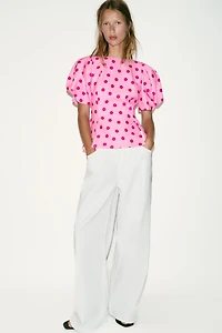 POLKA DOT PUFF SLEEVE TOP