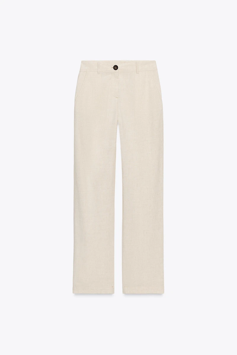 PANTALON DROIT AVEC LIN