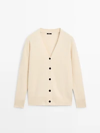 Alpaca wool V-neck knit cardigan