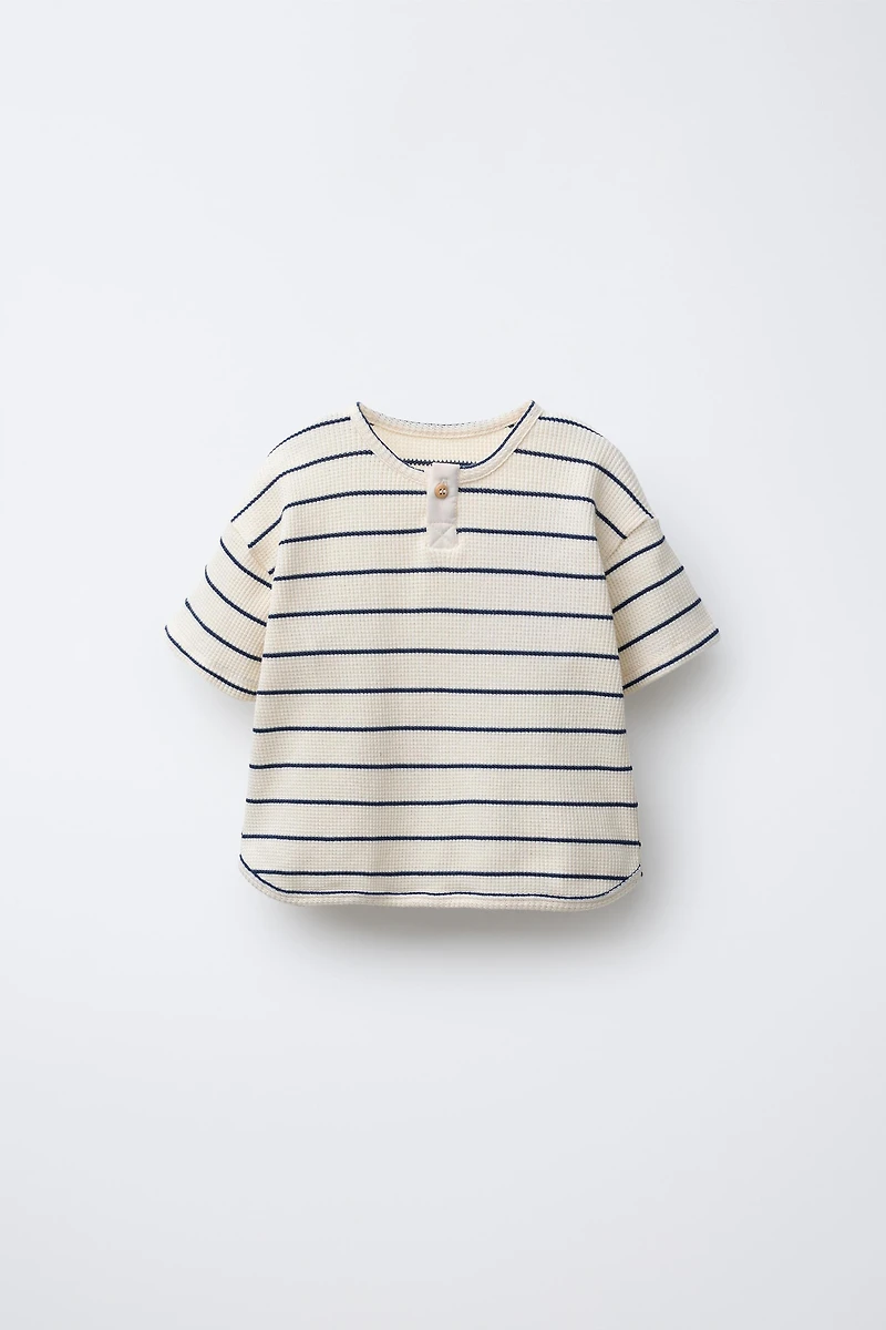 STRIPED WAFFLE T-SHIRT