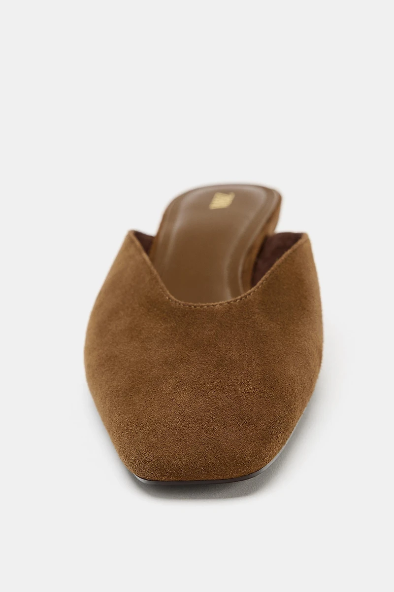 CHAUSSURES OUVERTES À L'ARRIÈRE TALONS COMPENSÉS EN DAIM