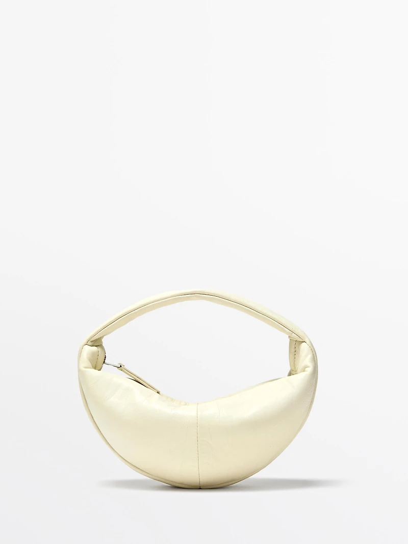 Mini sac à main demi-lune en cuir nappa