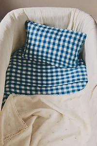 CHECKED CRIB FLAT SHEET AND PILLOWCASE SET