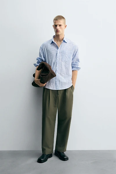 STRIPED WRINKLED EFFECT SHIRT