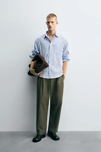 STRIPED WRINKLED EFFECT SHIRT