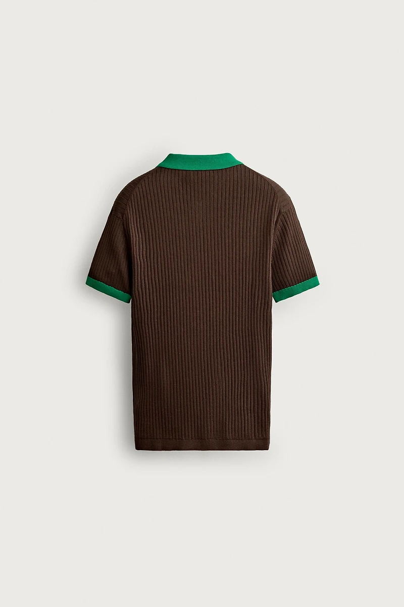 POLO EN MAILLE COLOR-BLOCK À ZIP