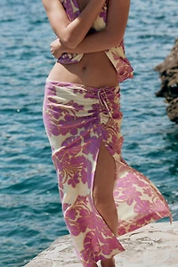 PRINTED MIDI SKIRT WITH SLIT