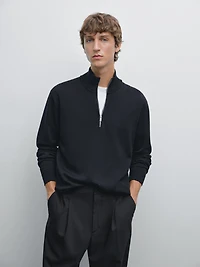 Pull en maille à col camionneur zipp
