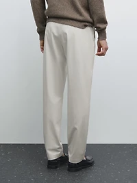 Cotton blend tapered fit trousers
