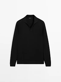 V-neck knit polo sweater