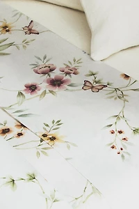 FLORAL PRINT SATEEN FLAT SHEET