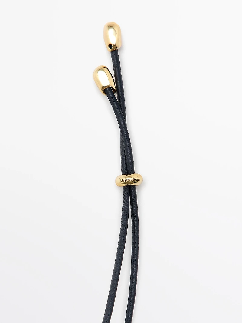 Leather necklace with irregular piece