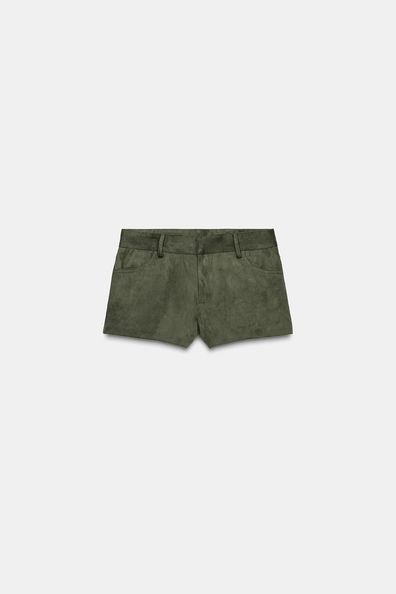 FAUX SUEDE MINI SHORTS