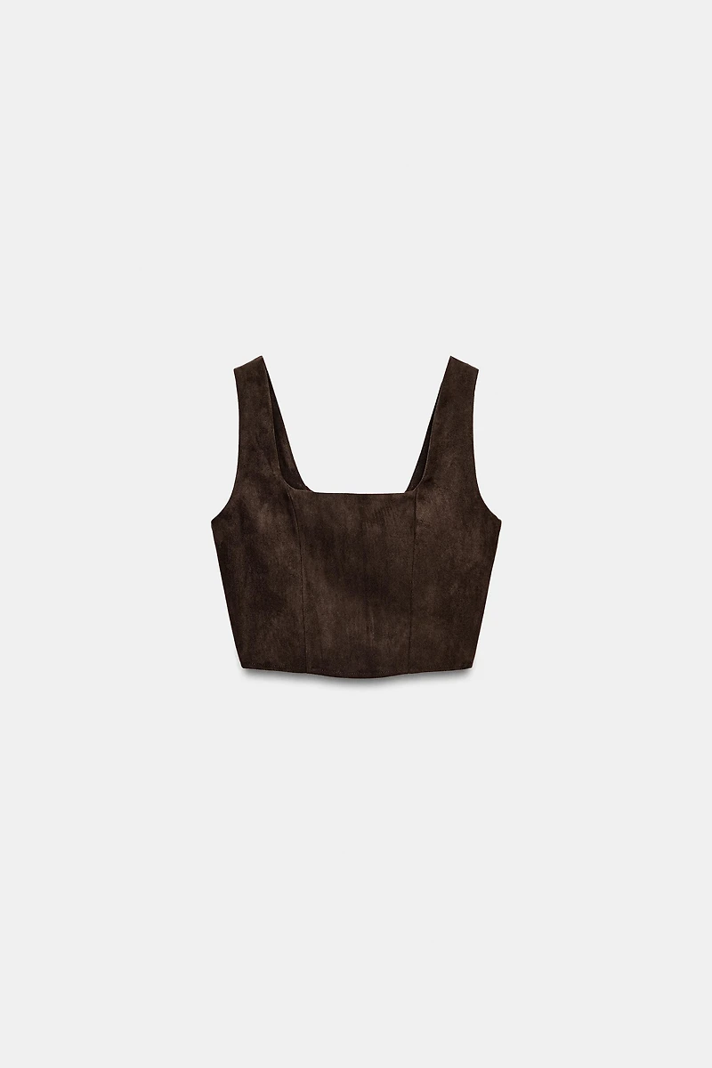 FAUX SUEDE CROP TOP