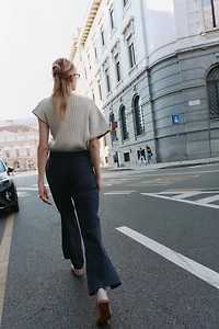 PINSTRIPE BELTED PANTS