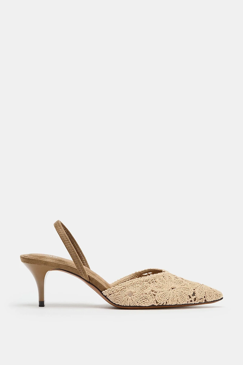 EMBROIDERED SLINGBACK HEELS