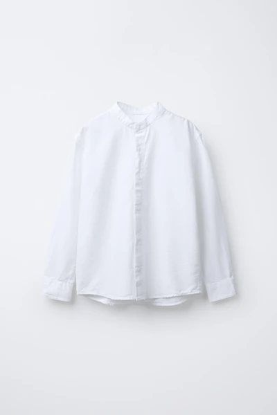TEXTURED SHIRT WITH MANDARIN COLLAR