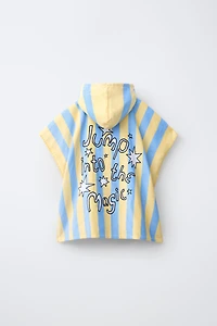 STRIPED PRINT TOWEL PONCHO