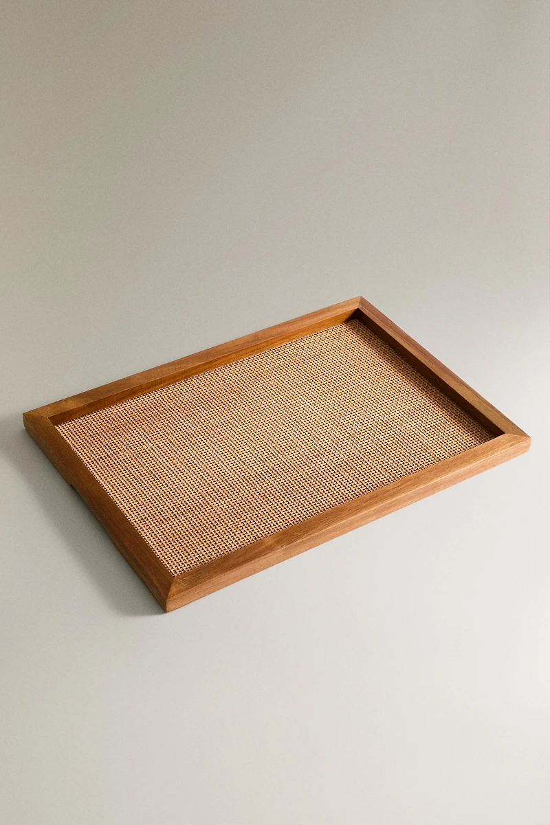 WOOD RATTAN TRAY
