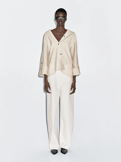 Shirt with rolled-up sleeves