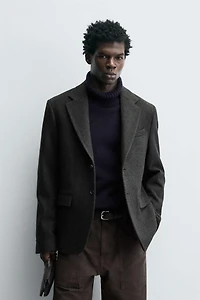 HERRINGBONE TEXTURED BLAZER