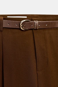 BELTED PLEATED PANTS